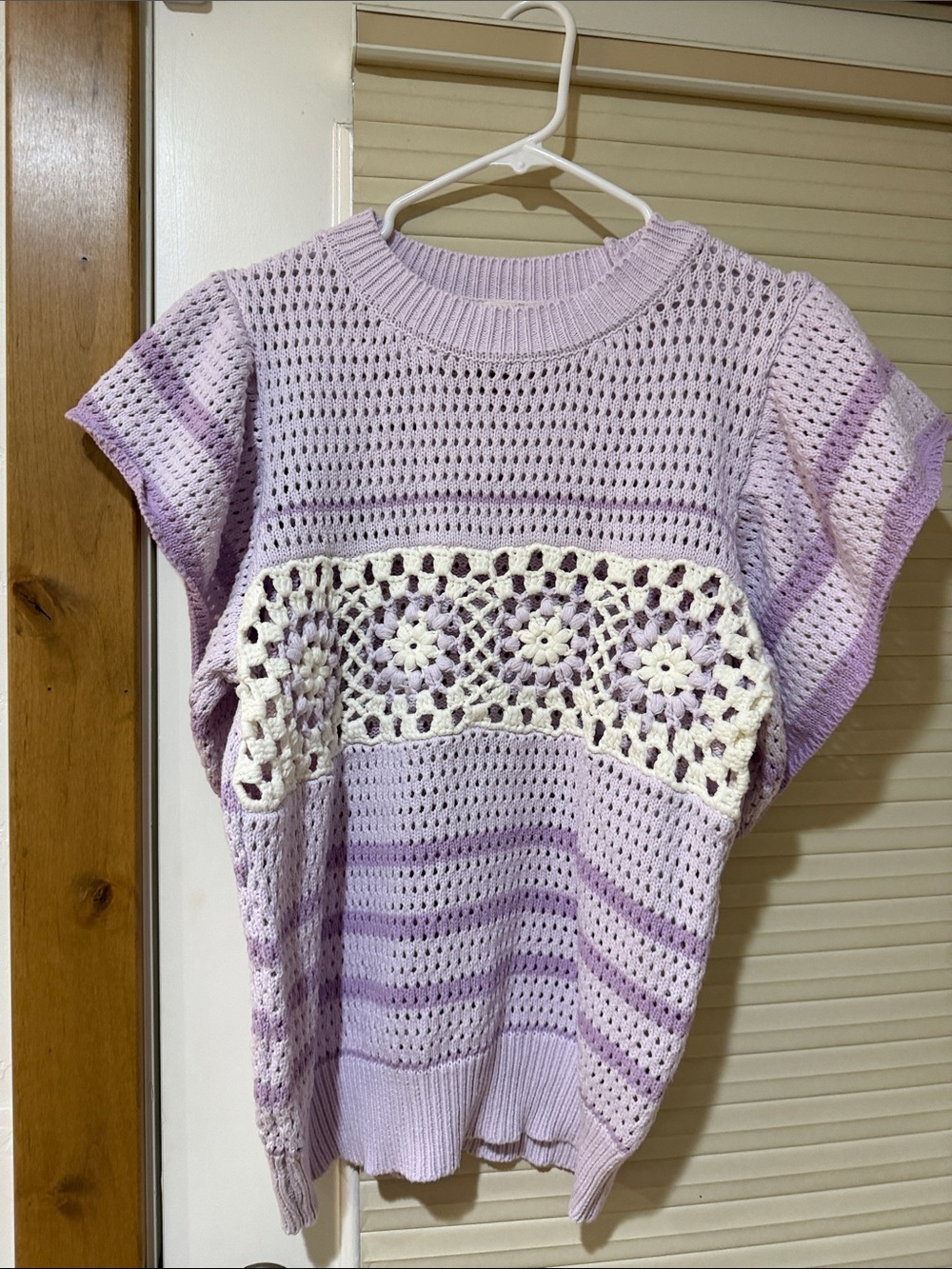 Mystic Lavender Open-Knit Sweater Top